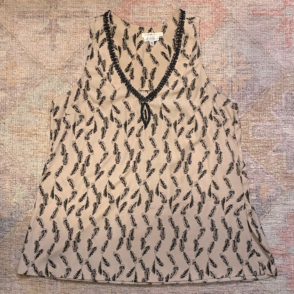 A Pea in the Pod Silky Maternity Sleeveless Top with Beaded Neckline